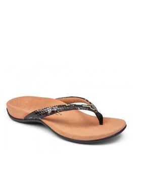 Vionic Black Snake-Print Thong Sandal Dillon Boa